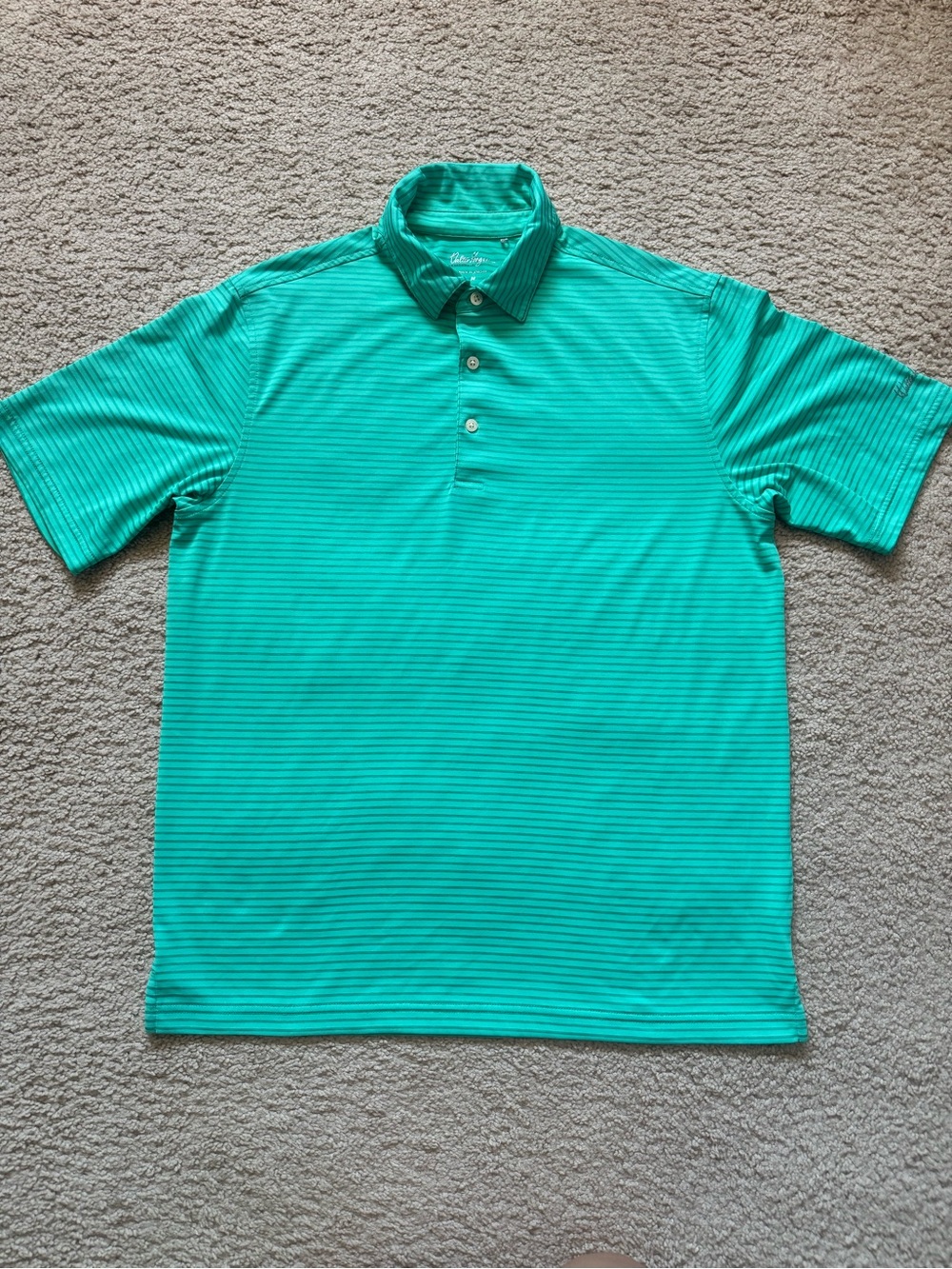 Walter Hagen Men’s performance golf polo Shirt M Green Short Sleeve Striped
